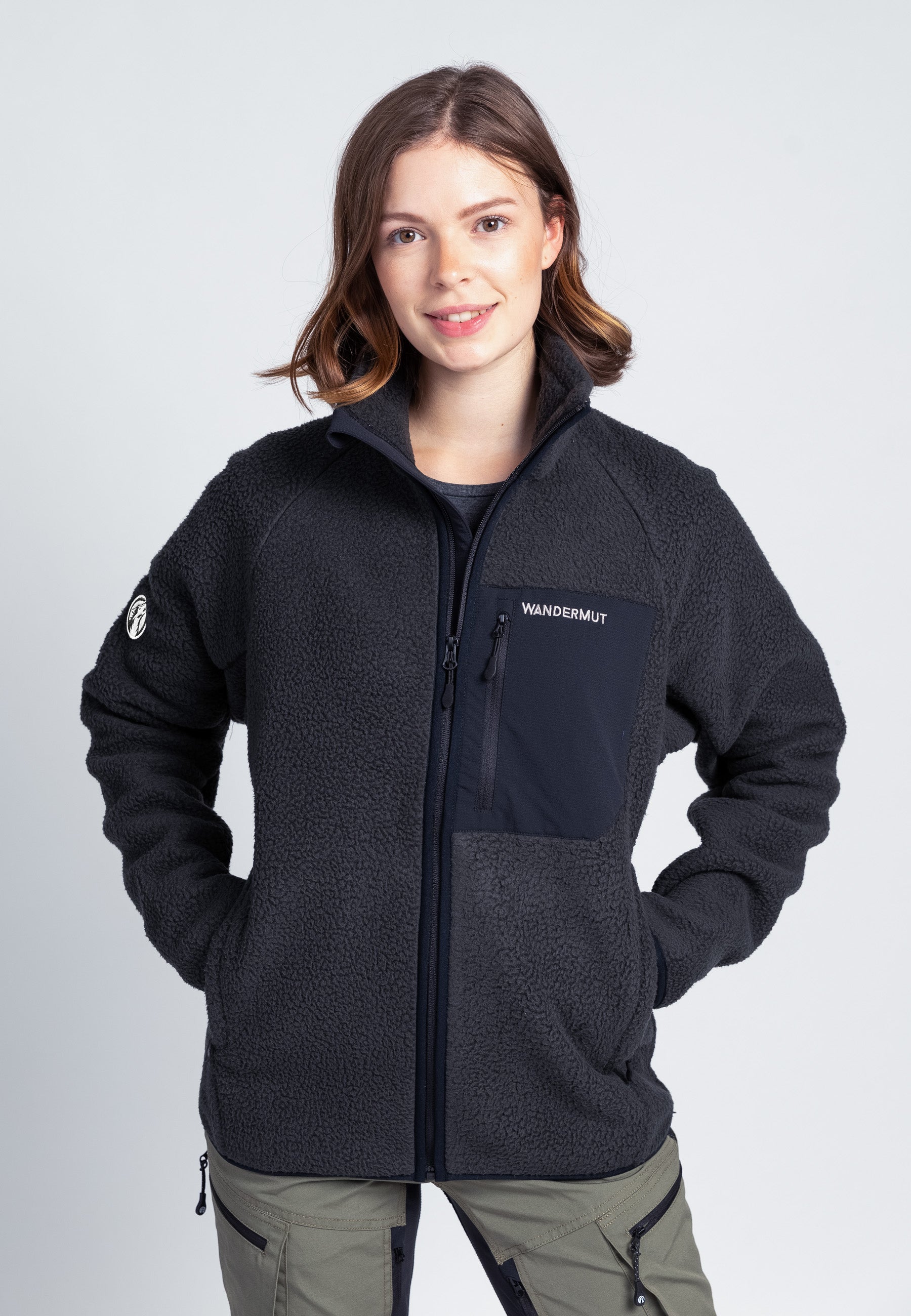 Fleecejacke Damen von Wandermut Grau Vorne